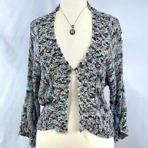 JH Collectibles Colorful Open‎ Knit Cardigan Women's M Fairy Twee Whimsigoth Y2K